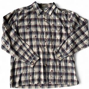 Northern Reflections Womens Cabin Core Floral Plaid Button Up Shirt Country M